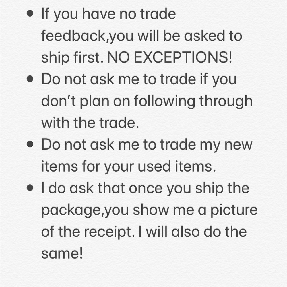 TRADING RULES! - Picture 2 of 3